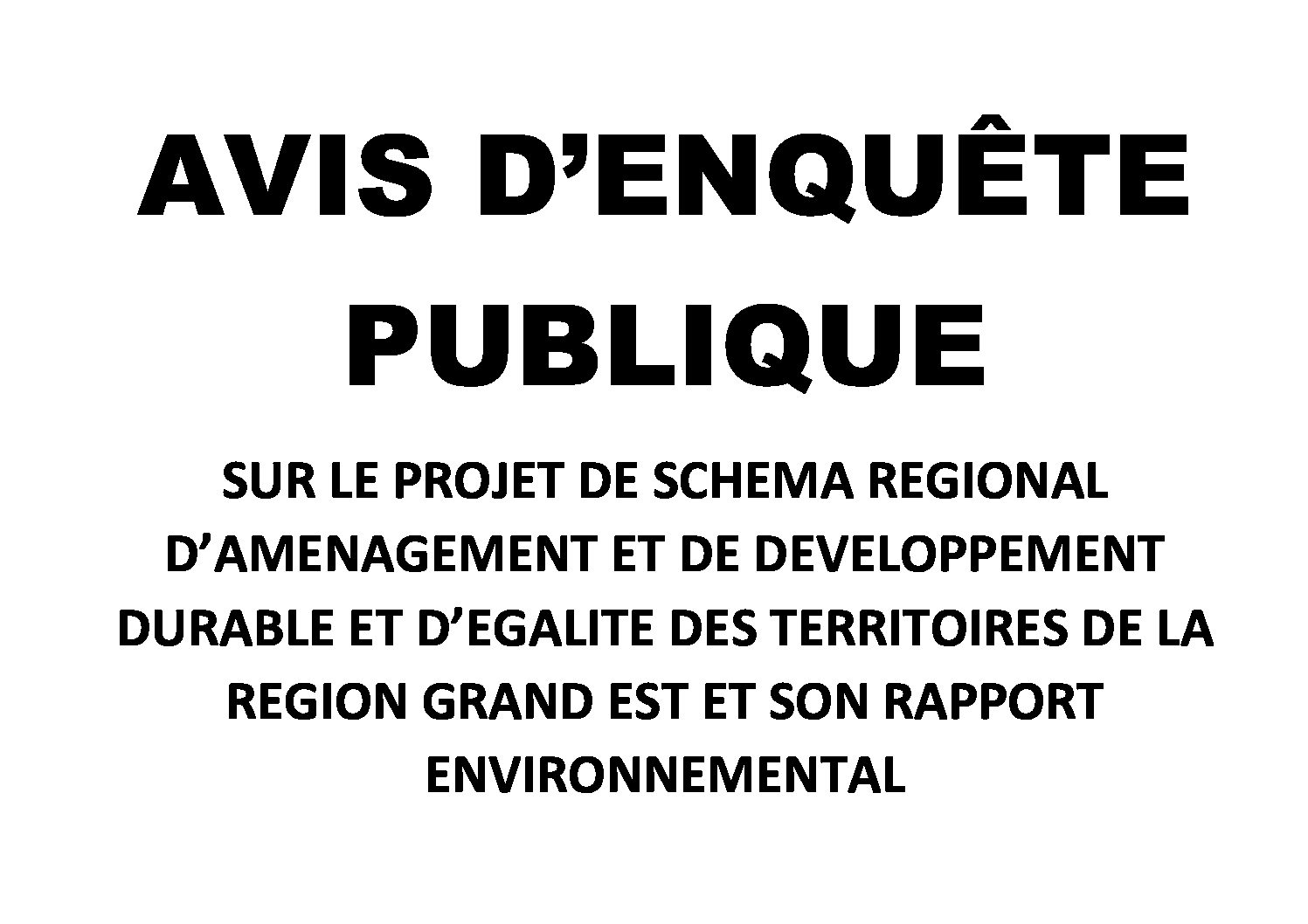 AVIS ENQUÊTE PUBLIQUE SRADDET