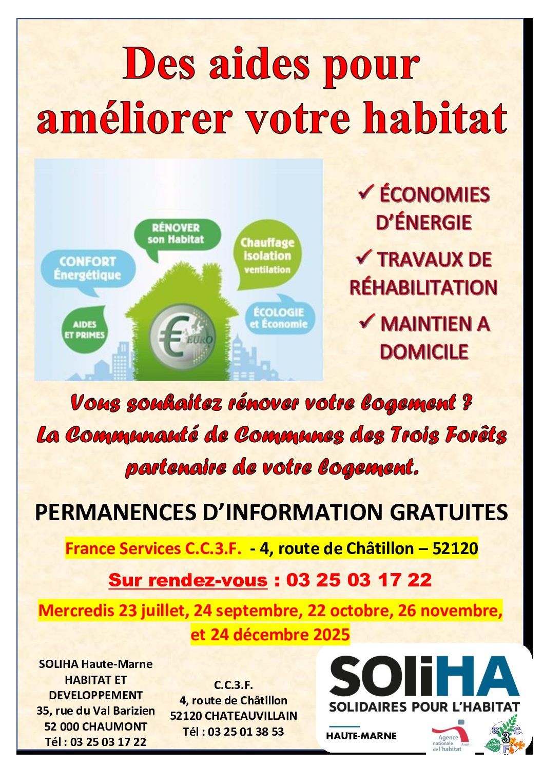 Des aides pour améliorer votre habitat – Permanences d’information gratuites